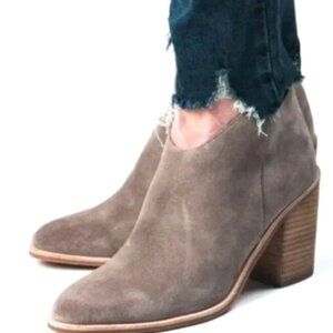 Jeffrey Campbell Western Ankle Booties 6.5 Gray Suede Block Heel Casual Zip Boot